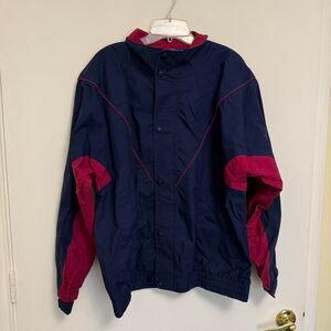 Vintage Wilson Men's Navy and Burgundy Jacket Men's XL Tennis, Golf Windbreaker